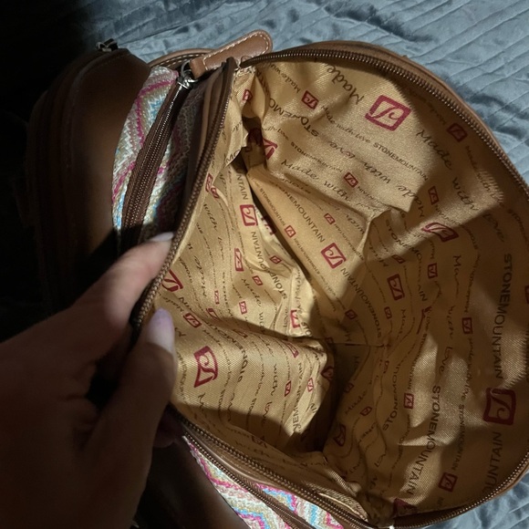 Stone Mountain Accessories Brown and Multicolor Chevron Shoulder Bag - Picture 7 of 11